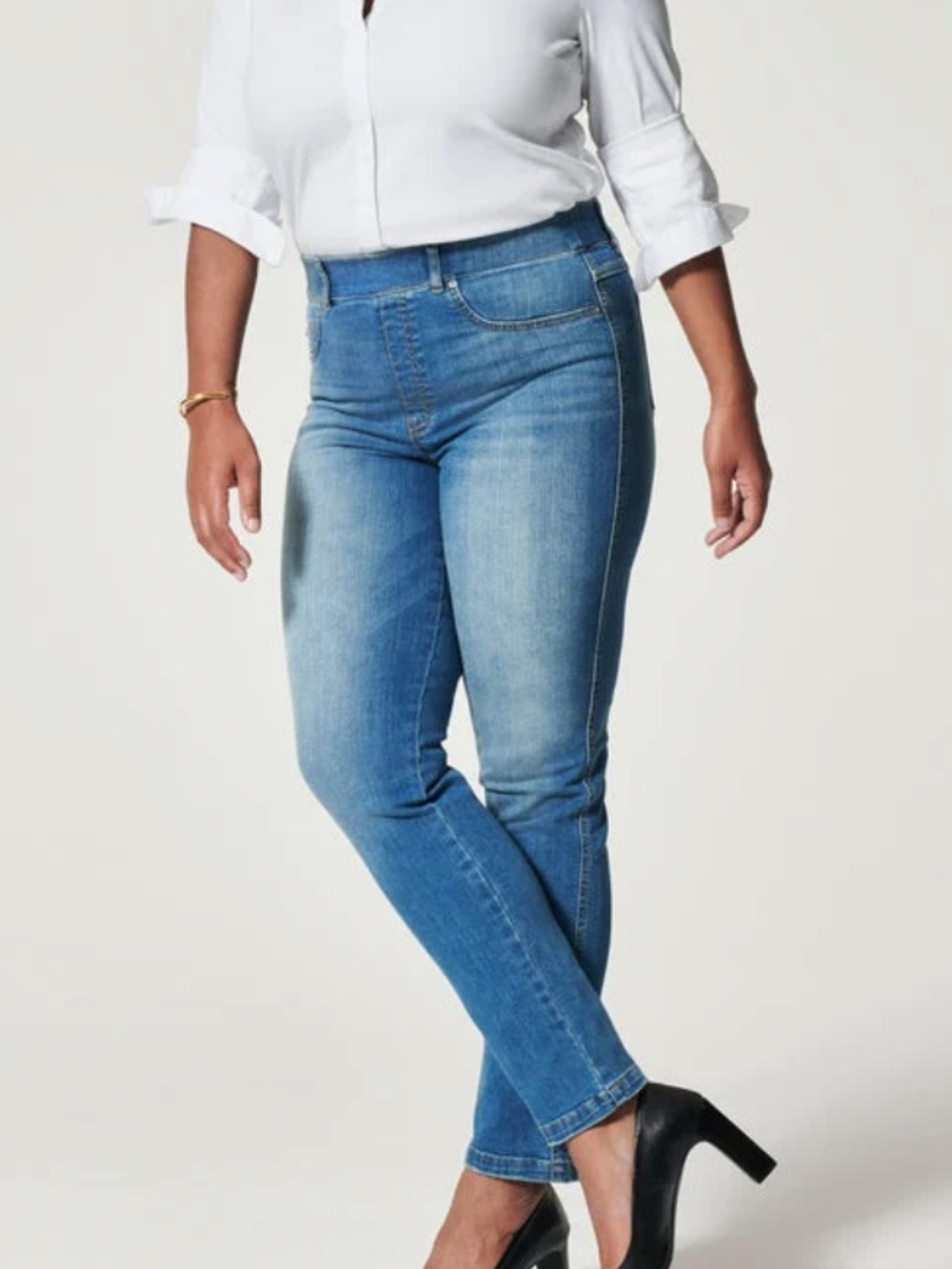 Spanx High Rise Straight Leg Denim Jeans in Vintage Indigo TALL